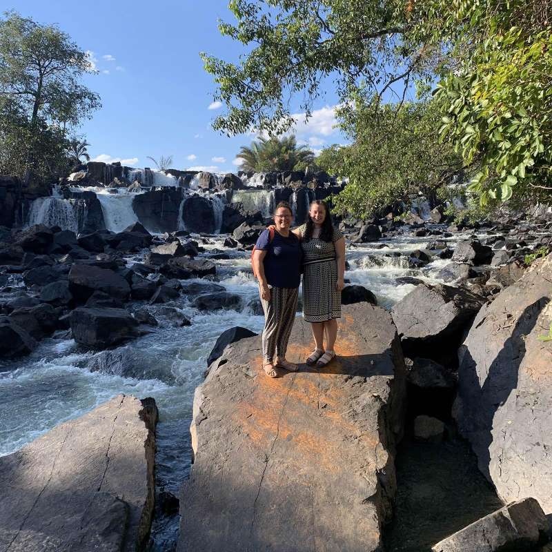 Zambia Amy And Fran At Waterfall